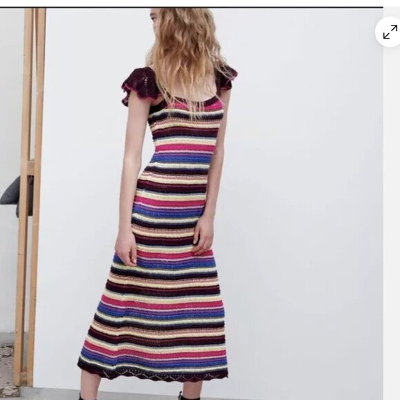 NWT ZARA  LONG CROCHET DRESS special edition dress  S - Picture 8 of 16
